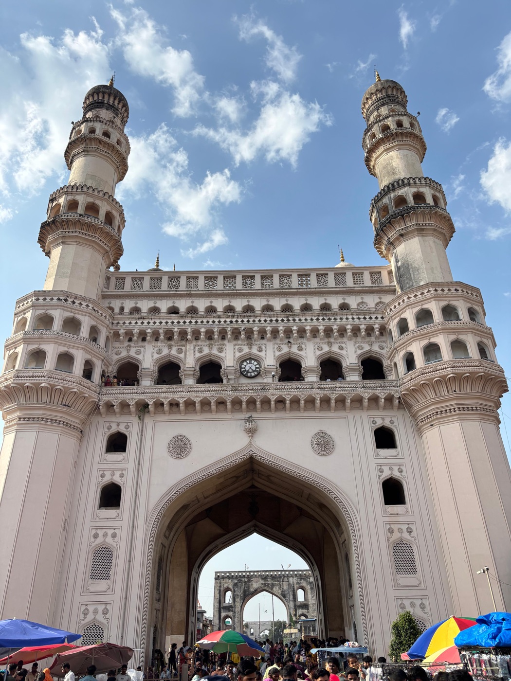 Charminar beneath a bright blue sky